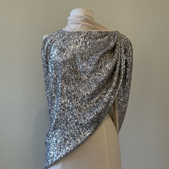❌SOLD❌Magda Butrym Sequin Silver Cape Blouse - Picture 7 of 10
